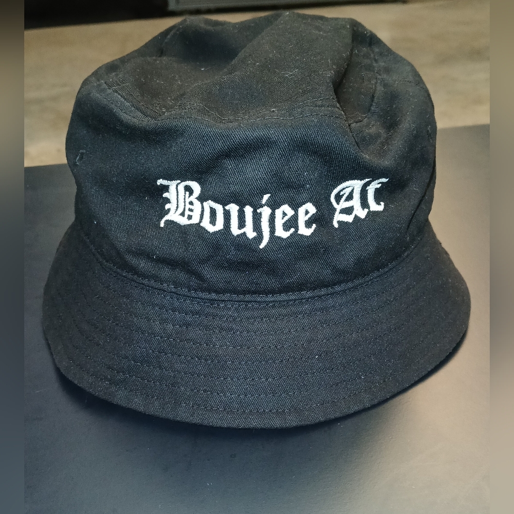 Womens Black Boujee AF Denim bucket hat O/S